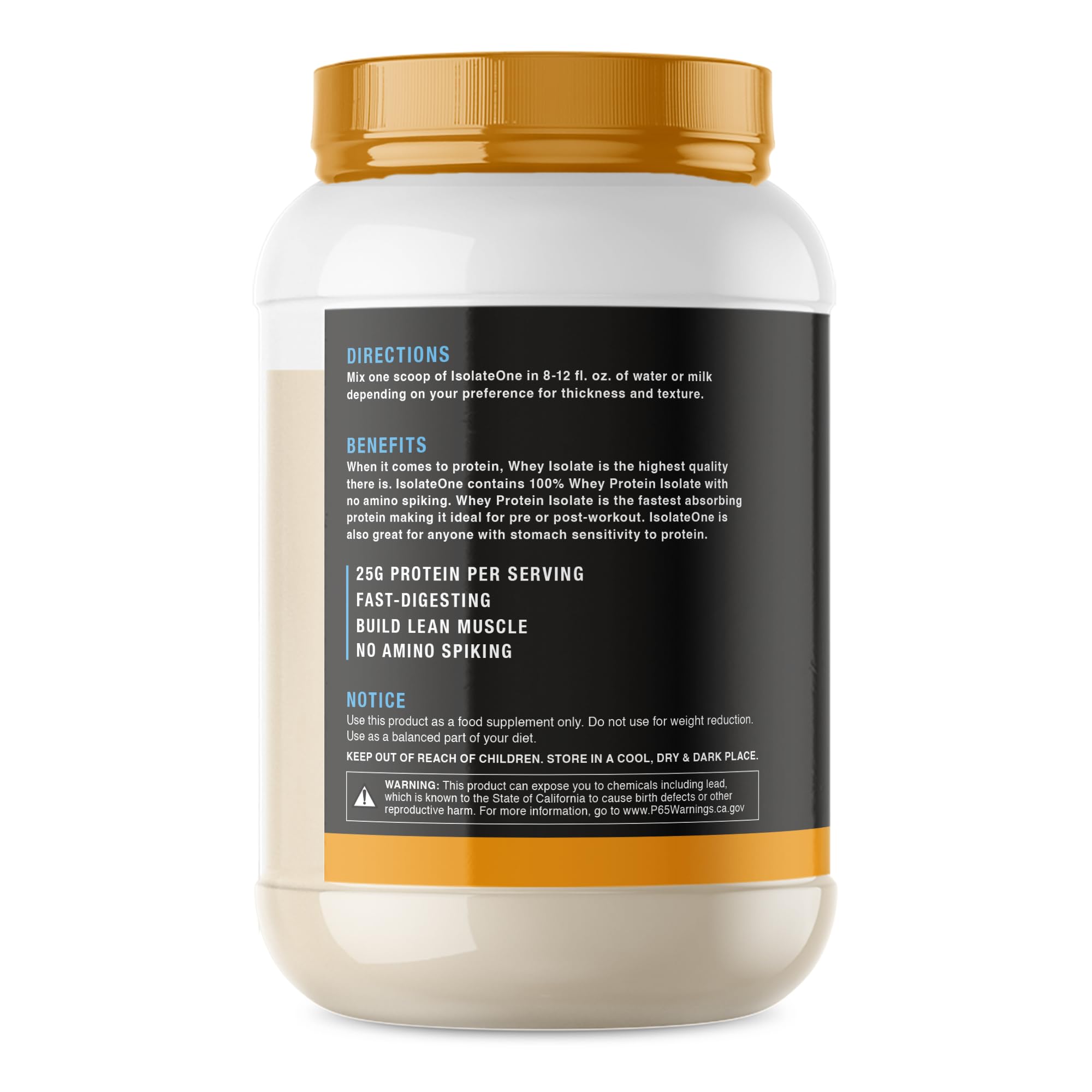 NutraOne IsolateOne scoop with vanilla flavor boosts protein intake
