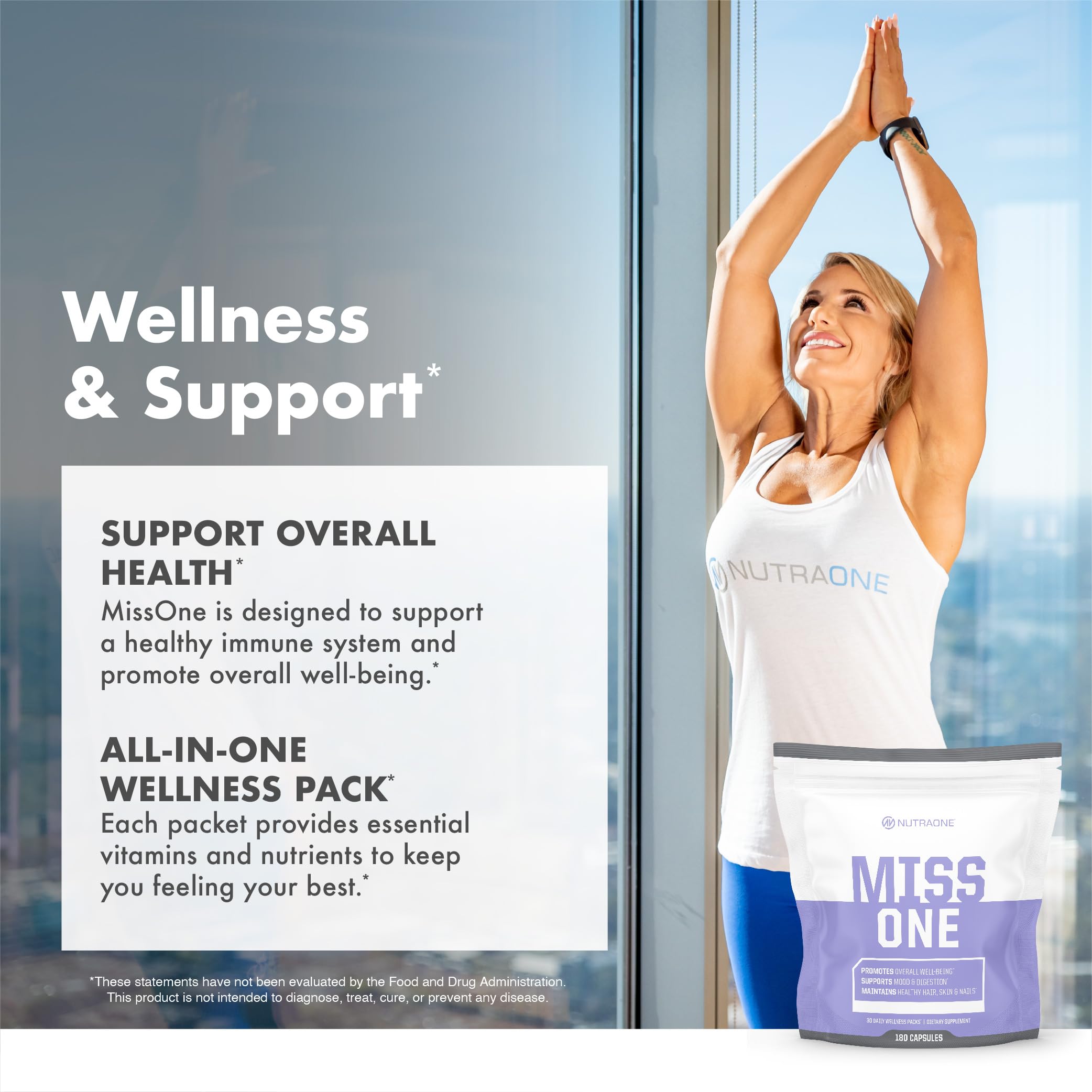 NutraOne MissOne energy and mood support for daily activities and workouts.