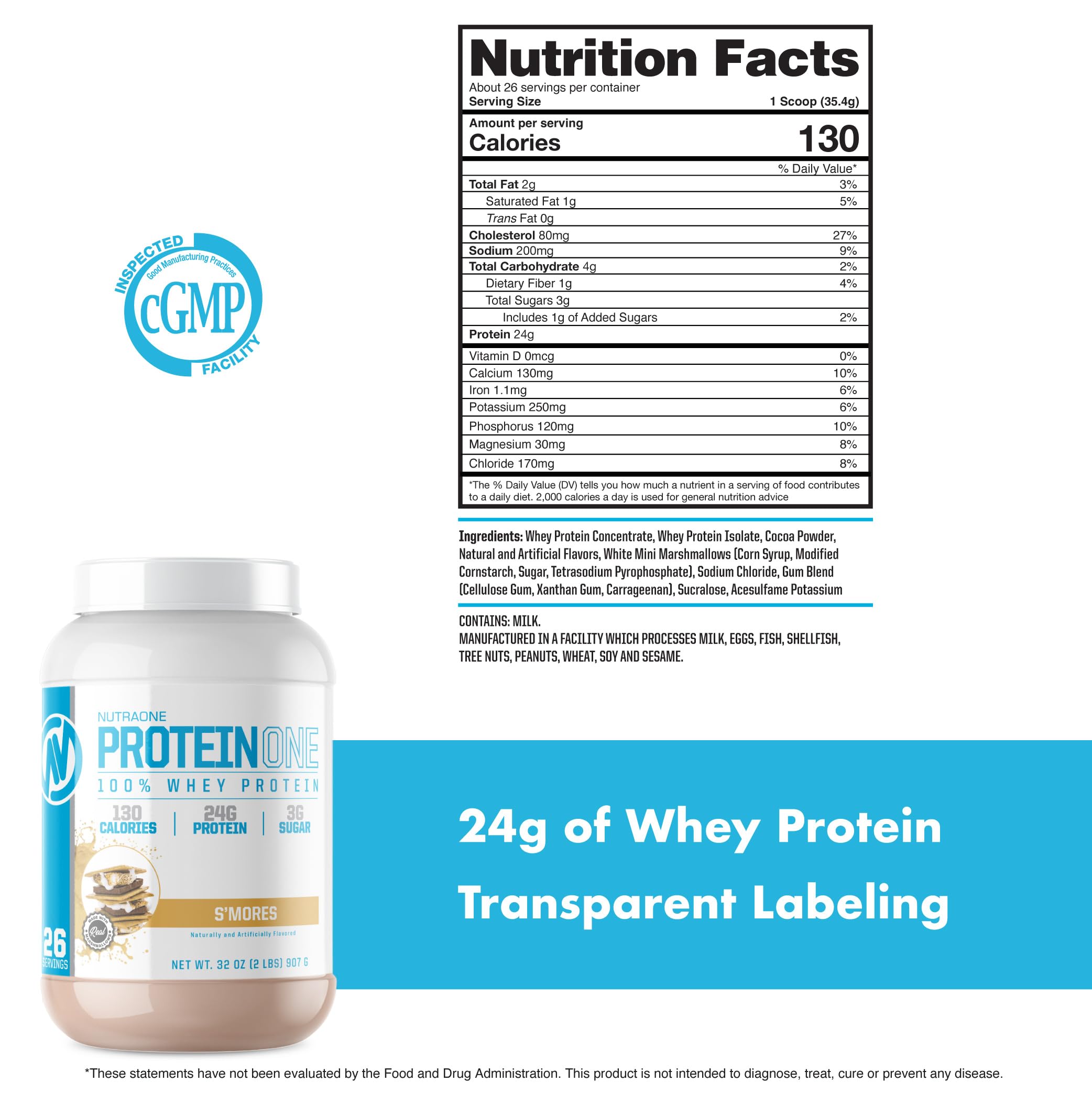 NutraOne ProteinOne S’Mores powder container for quick, sugar-light protein