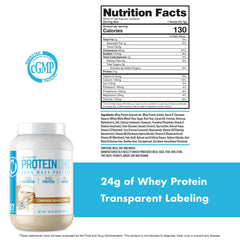 NutraOne ProteinOne nutrition label highlighting 24 g protein per serving