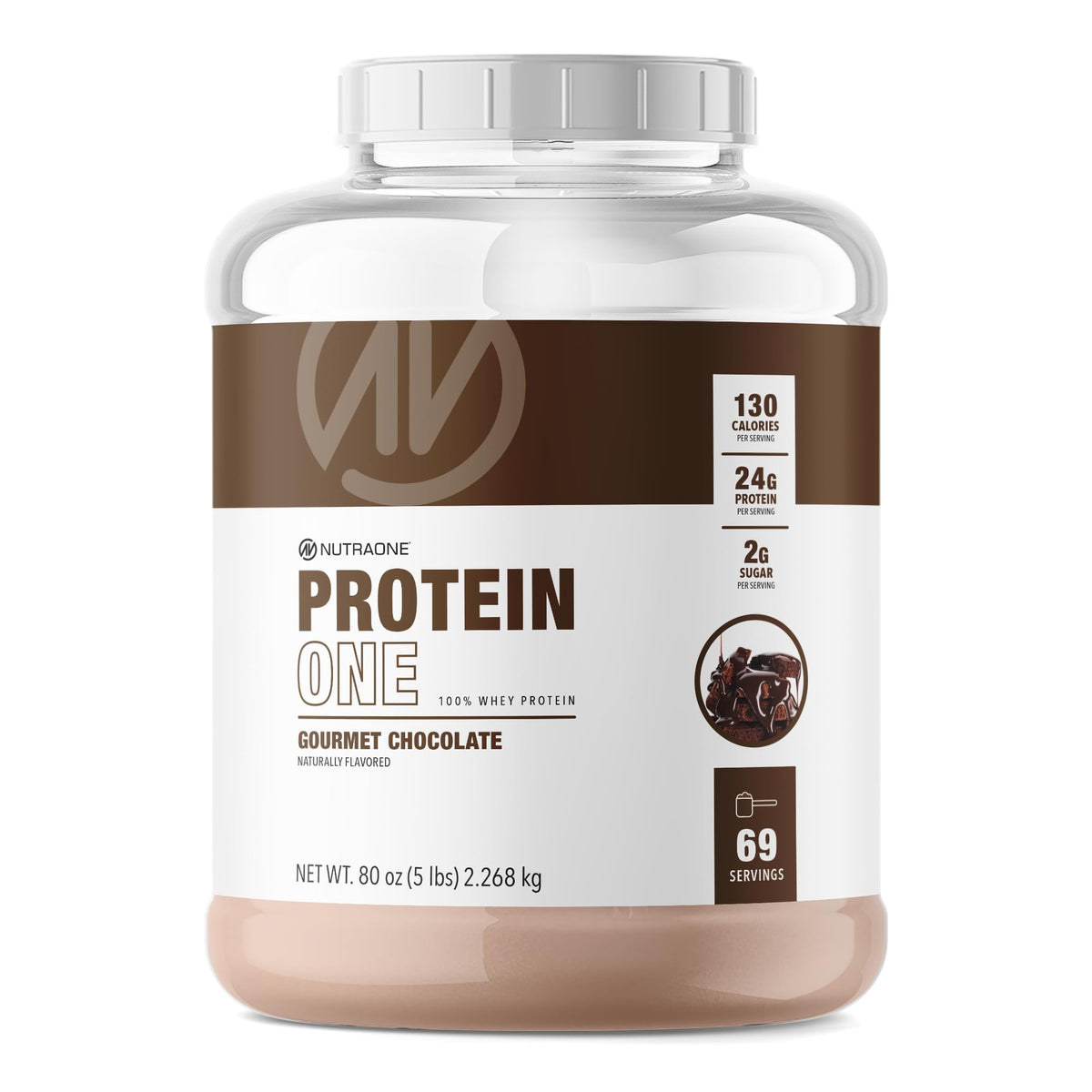NutraOne ProteinOne Gourmet Chocolate packaging highlights protein quality