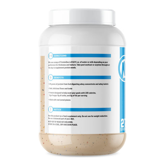 ProteinOne whey powder scoop ready for a quick protein boost