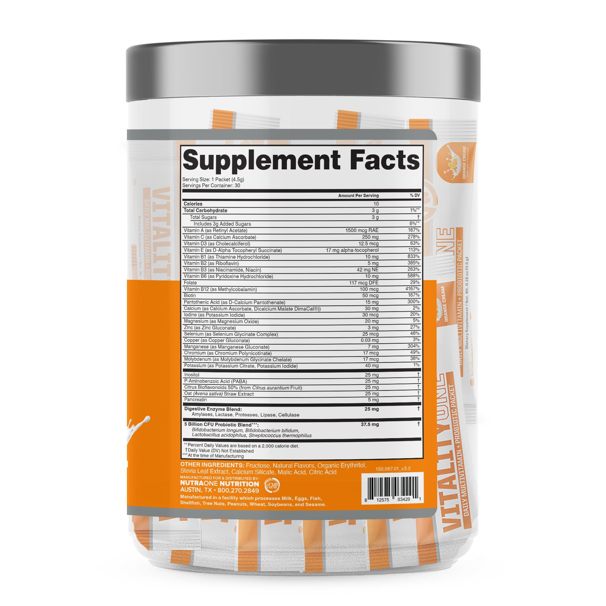 NutraOne VitalityOne digestive enzymes blend packaging supporting nutrient breakdown.