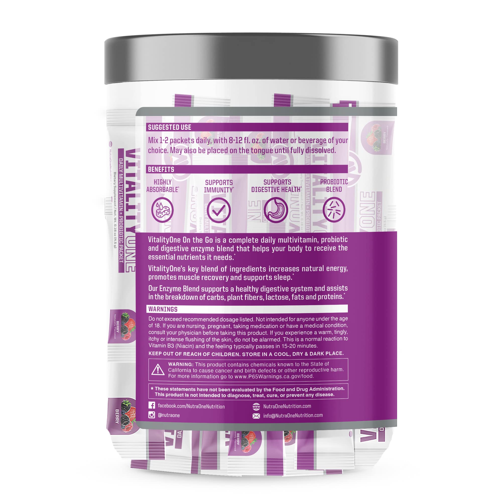 NutraOne VitalityOne digestive enzymes sachets aid digestion of meals