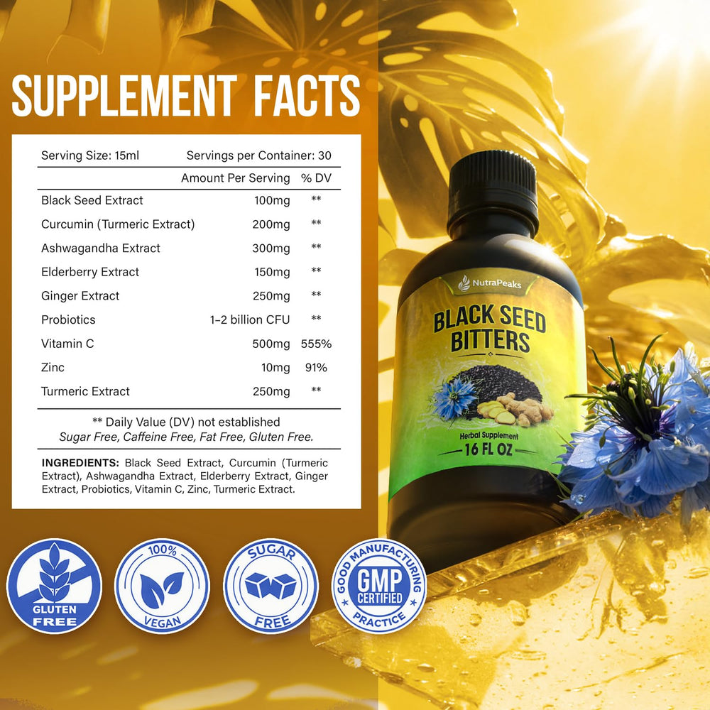 NutraPeaks herbal blend label close-up highlighting natural ingredients