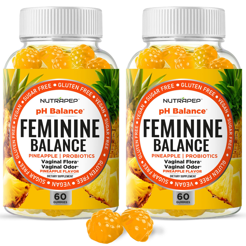 NutraPep Feminine Balance bottle close-up highlighting convenient daily probiotic support