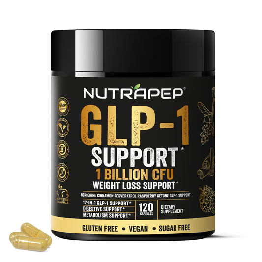 NutraPep GLP-1 Support bottle front showing clean label for daily use.