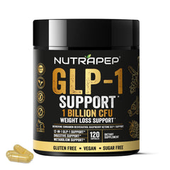 NutraPep GLP-1 Support bottle front showing clean label for daily use.