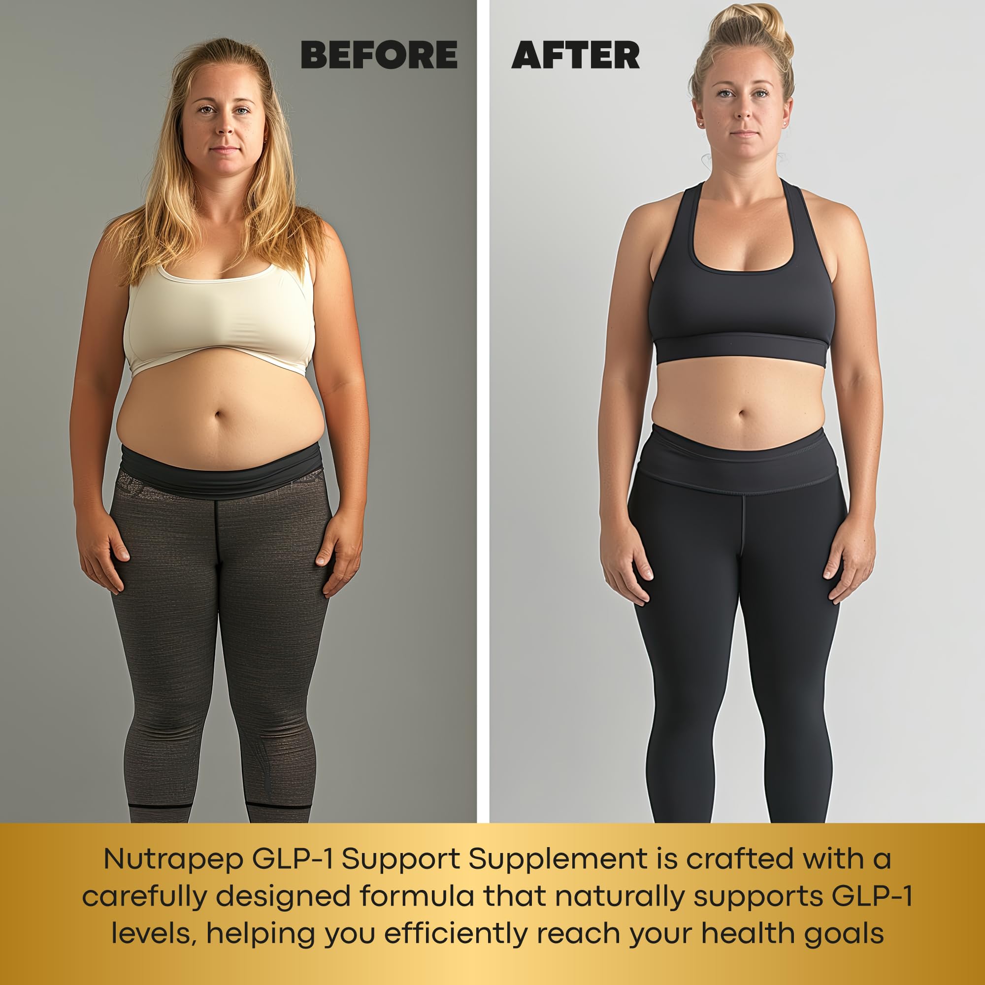 NutraPep GLP-1 Support probiotic blend emphasized for gut health support.