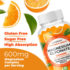 NutraPep Magnesium Glycinate Gummies ingredients graphic highlights B6 and D3 for daily nutrition.