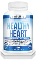 NutraPro Healthy Heart bottle front showing product, emphasizing heart support