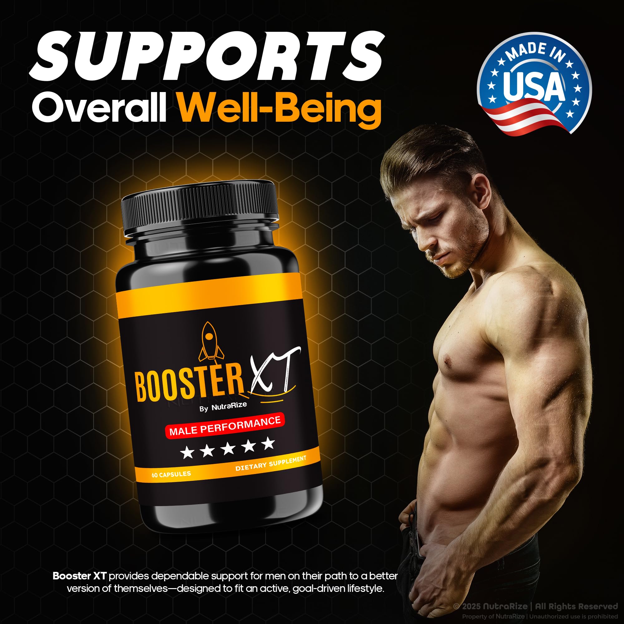 NutraRize Booster XT travel bottle illustrating on-the-go energy
