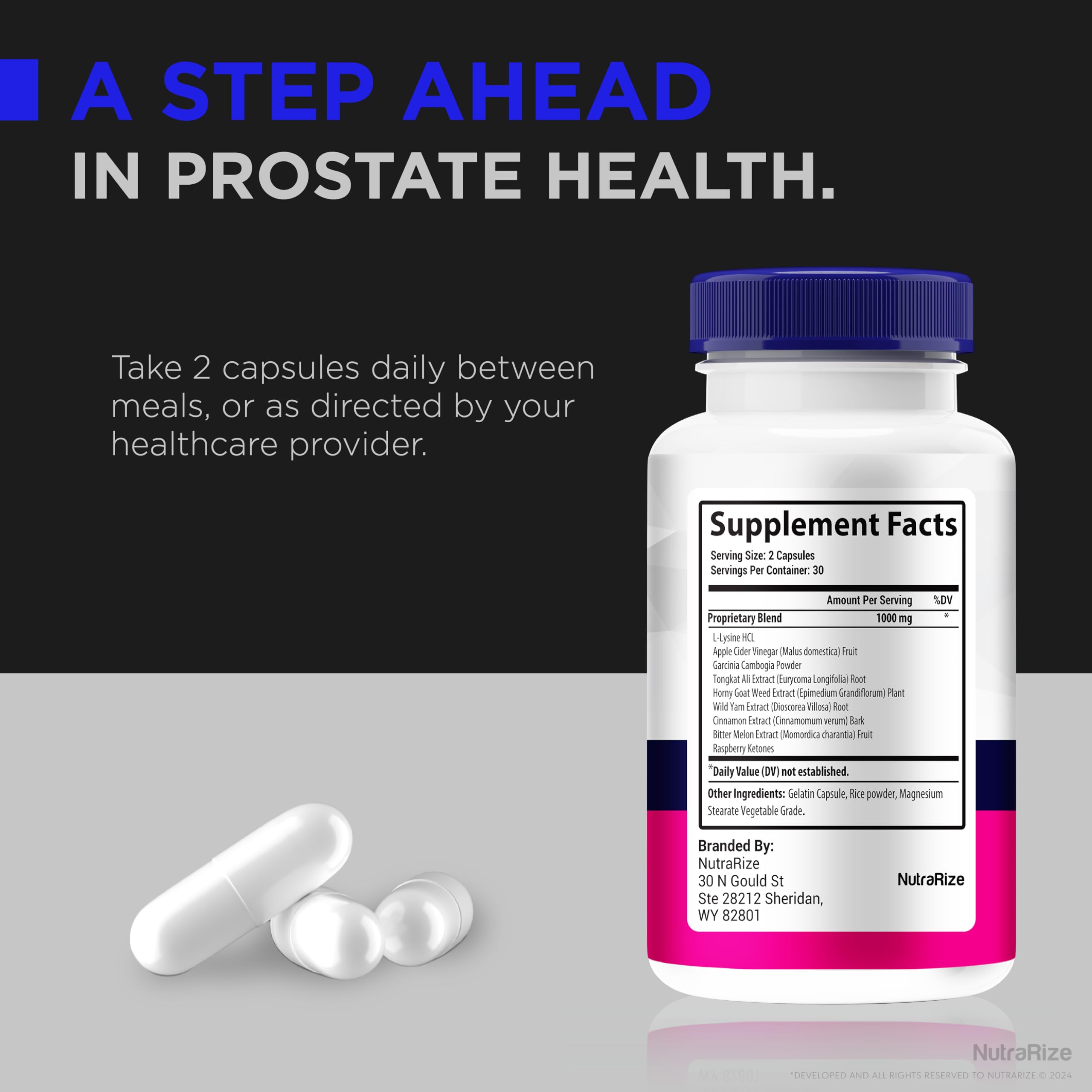 Retail display featuring NutraRize EZ Prostate as natural dietary option