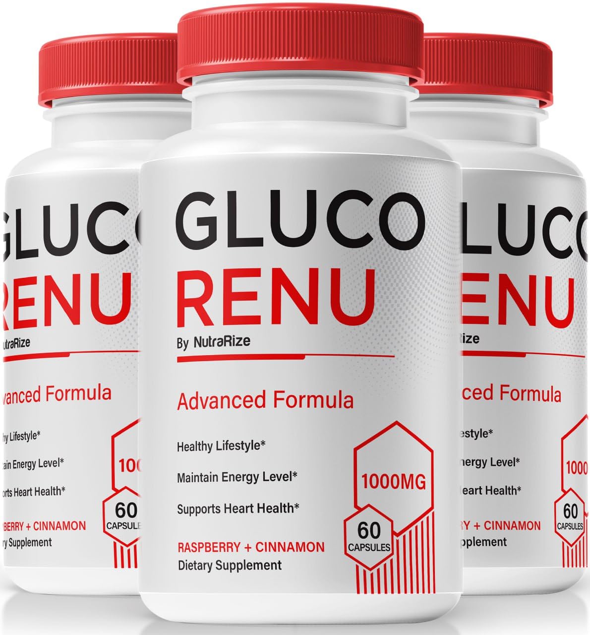 NutraRize Gluco Renu bottle pour facilitates convenient daily wellness.