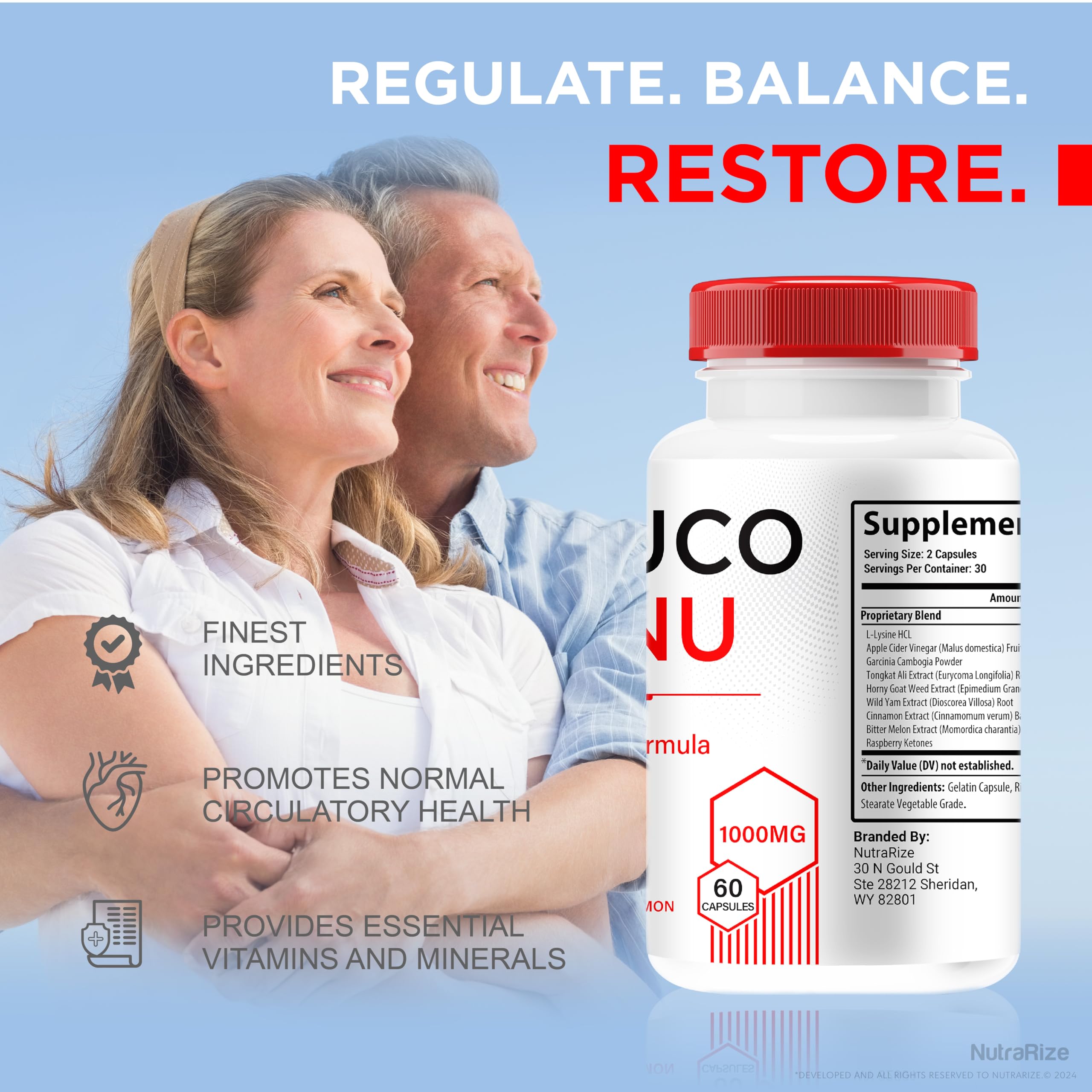 NutraRize Gluco Renu capsule twist-off demonstrates accessible daily supplementation.