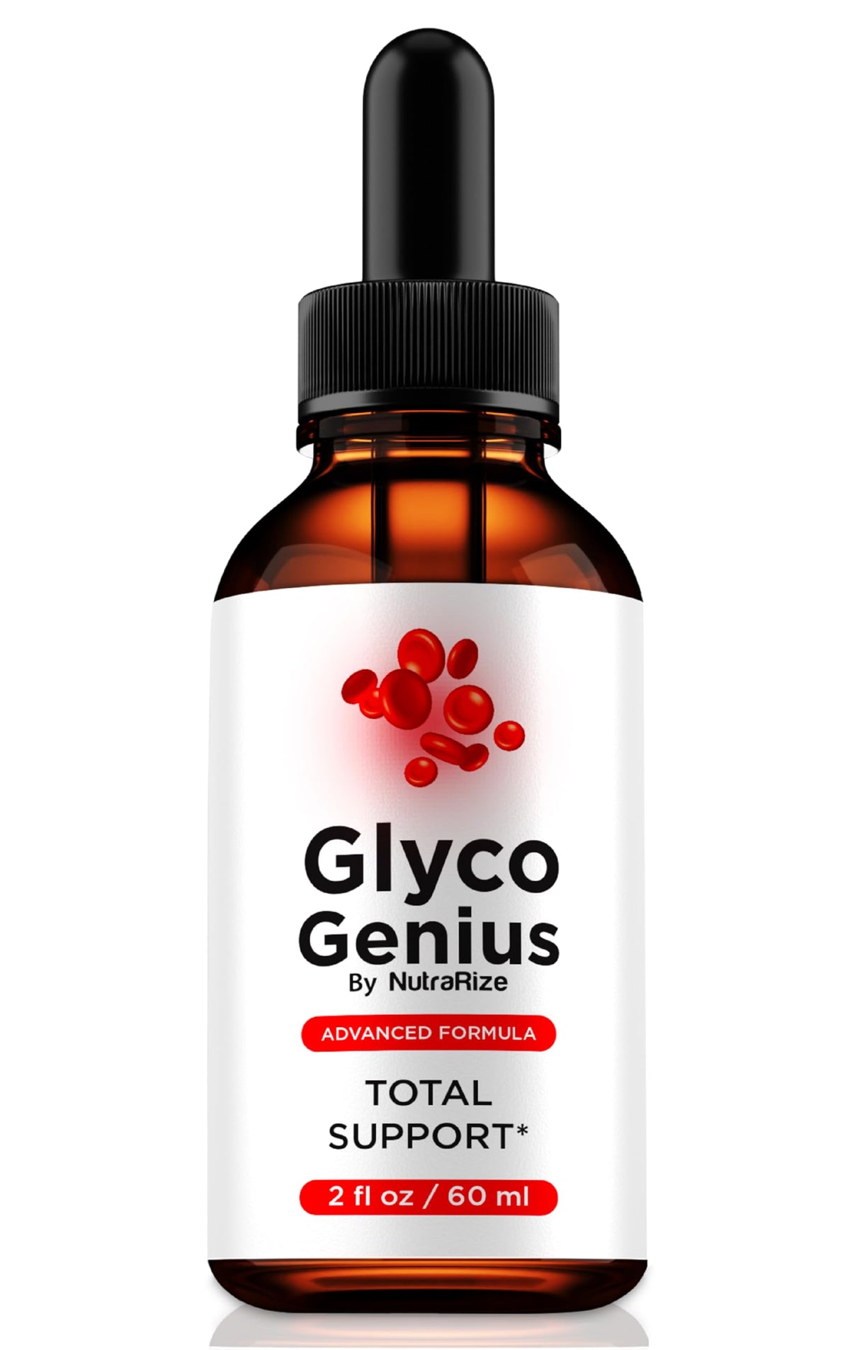 NutraRize Glyco Genius bottle with dropper for easy daily use.