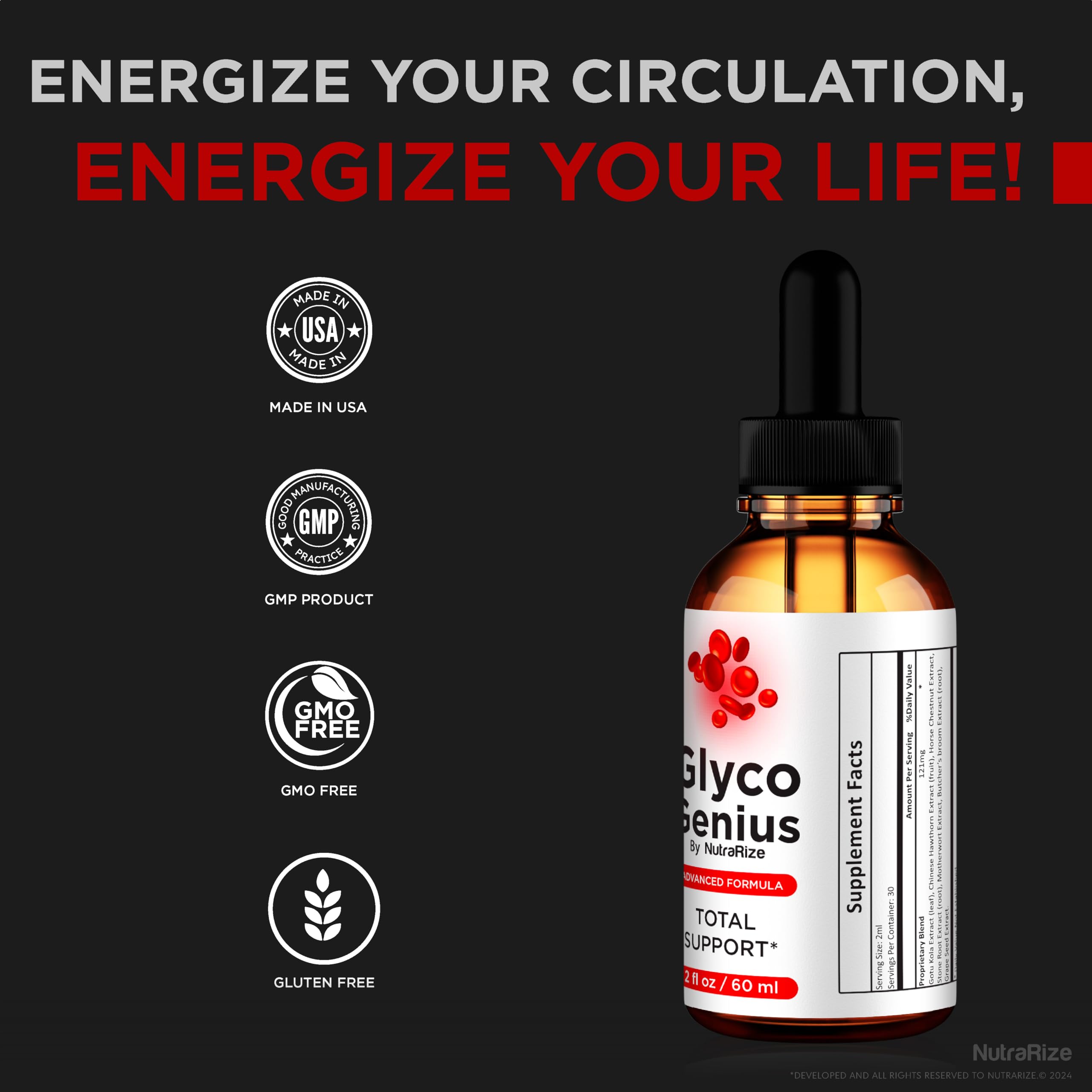 NutraRize Glyco Genius with review icons indicating feedback.