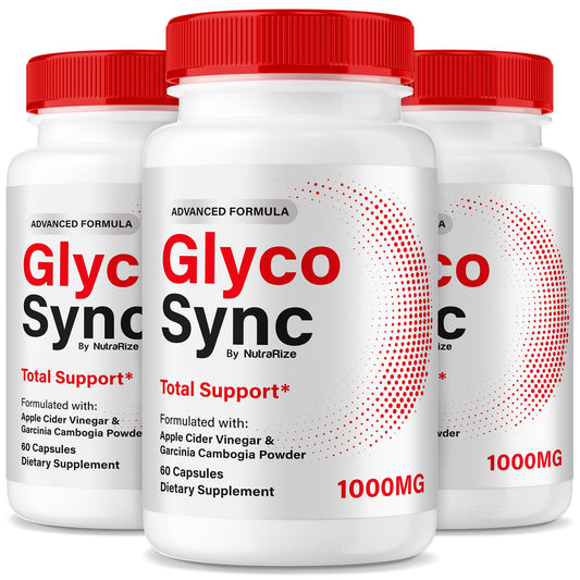 NutraRize Glyco Sync bottle and packaging supporting daily balance.