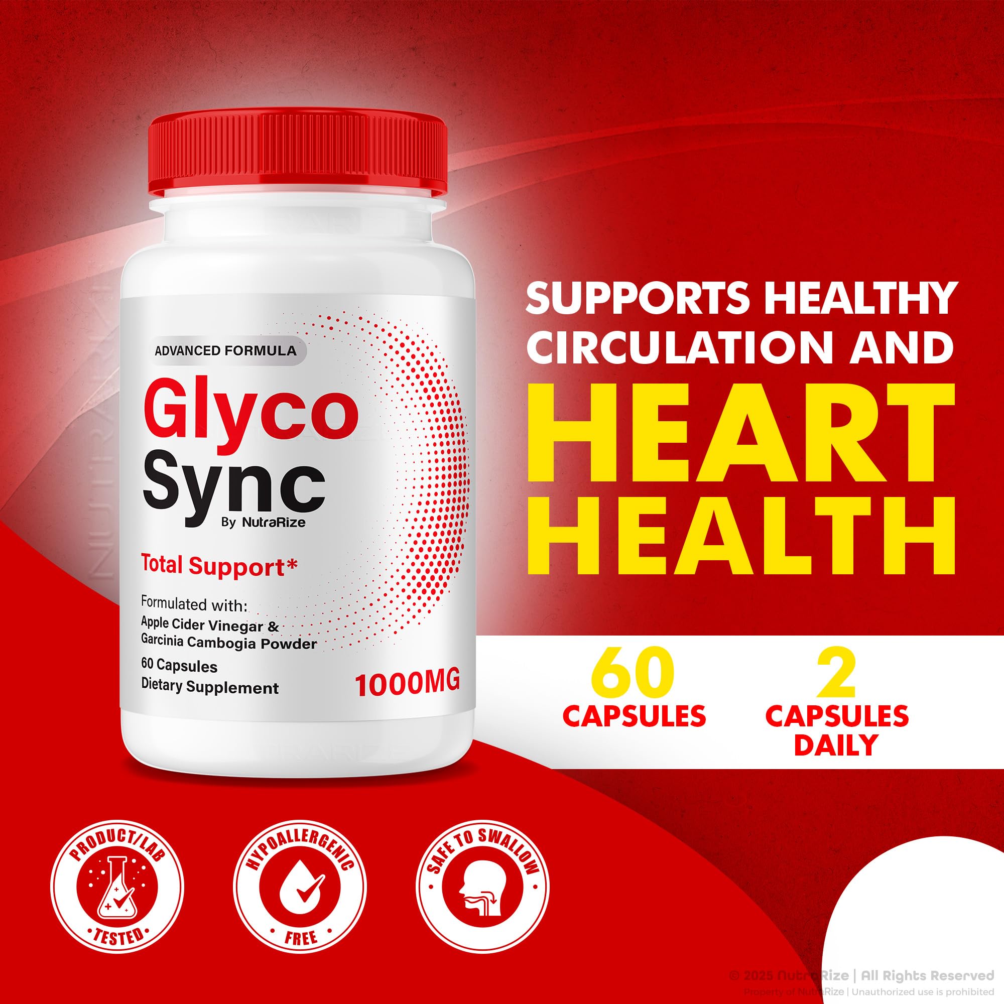 NutraRize Glyco Sync bottle with water for a simple daily routine.
