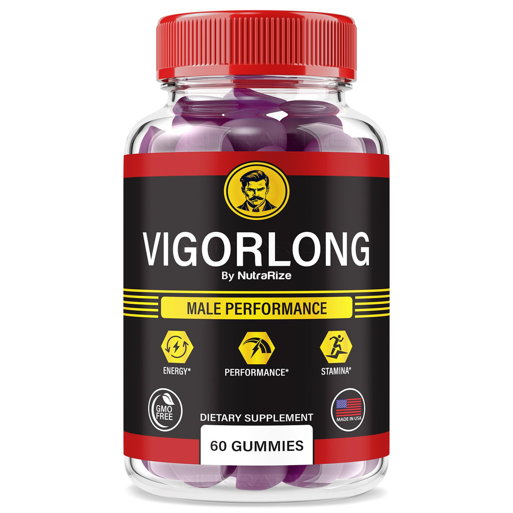 NutraRize VigorLong gummies bottle front showing daily energy support