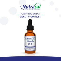 Nutrasal Micro D3 Drops daily-use setup shown for easy incorporation.