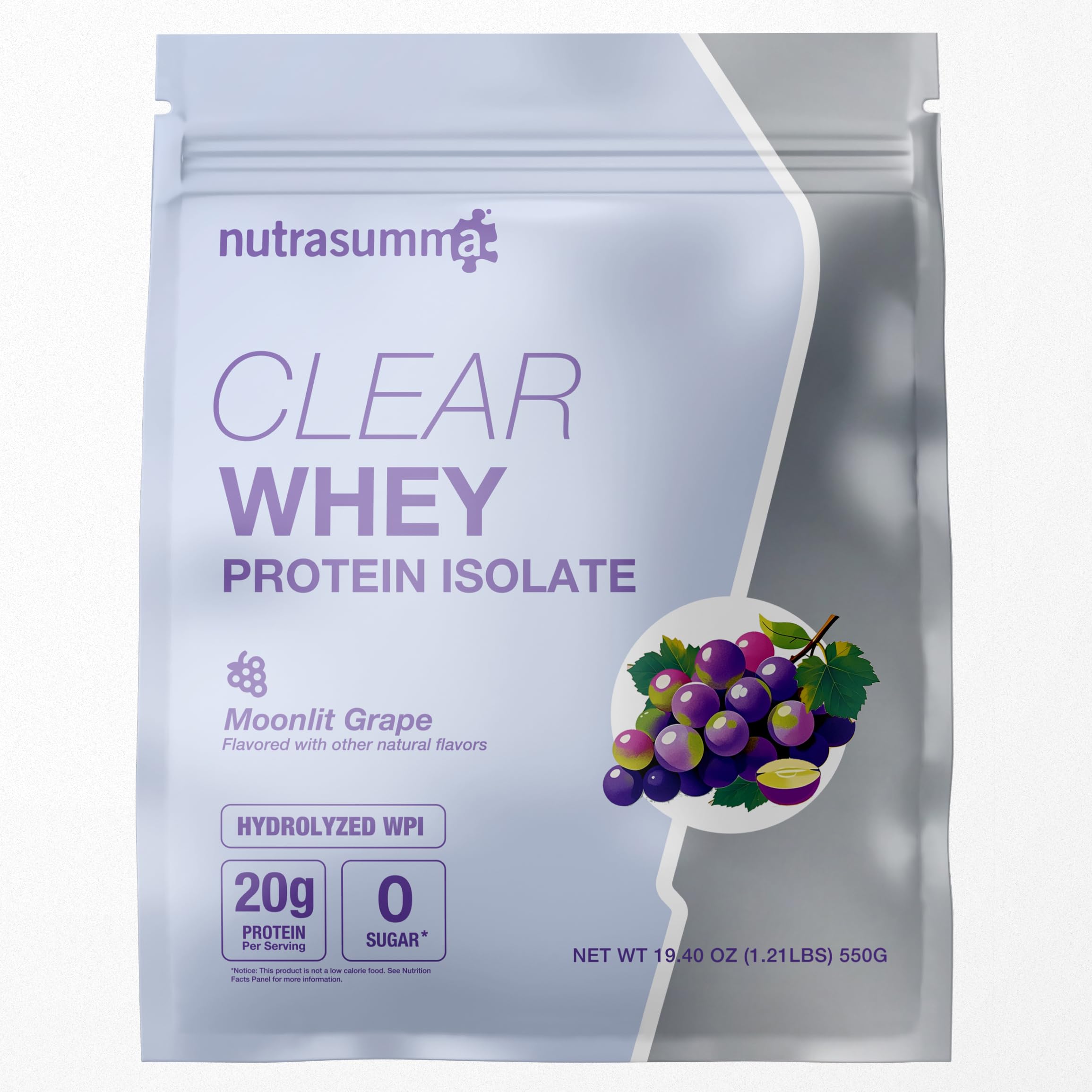 Nutrasumma Clear Whey bottle pour — refreshing sugar-free protein option.