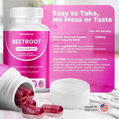 Nutrathrive beetroot capsules pack highlighting naturally occurring nitrates.