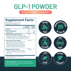 A glass of peach pomelo GLP-1 Booster mixed for a refreshing drink.