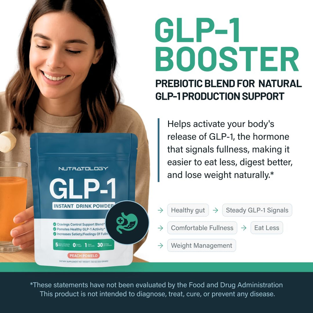 USA-made seal shown beside the Nutratology GLP-1 Booster bottle.