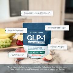 Nutratology GLP-1 Booster drink being stirred for easy daily preparation.