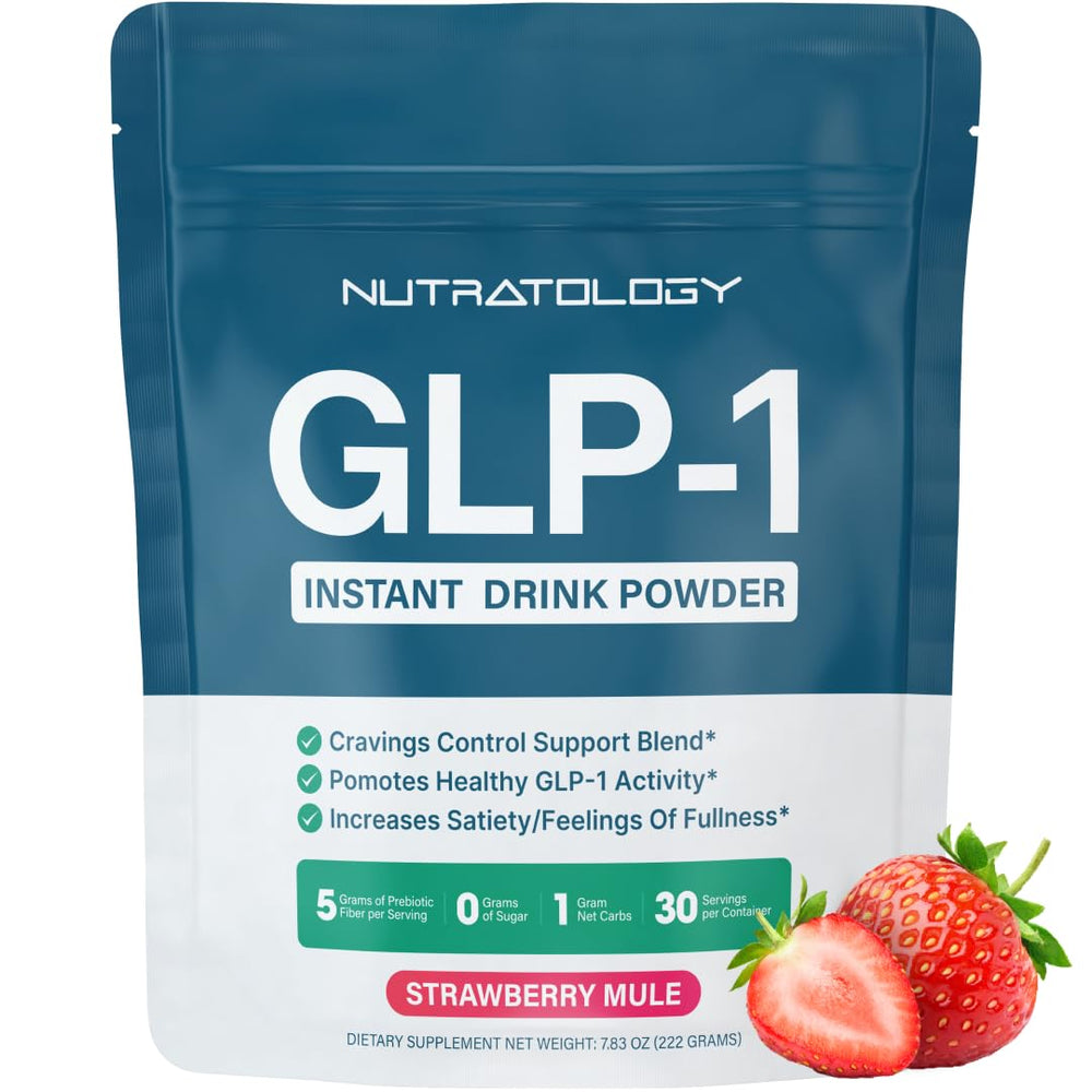 Nutratology GLP-1 Booster bottle showing crave control benefits