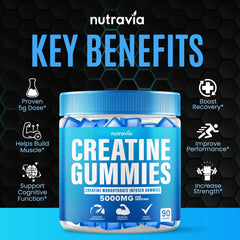 Nutravia Creatine Gummies blue raspberry close-up showing flavor.