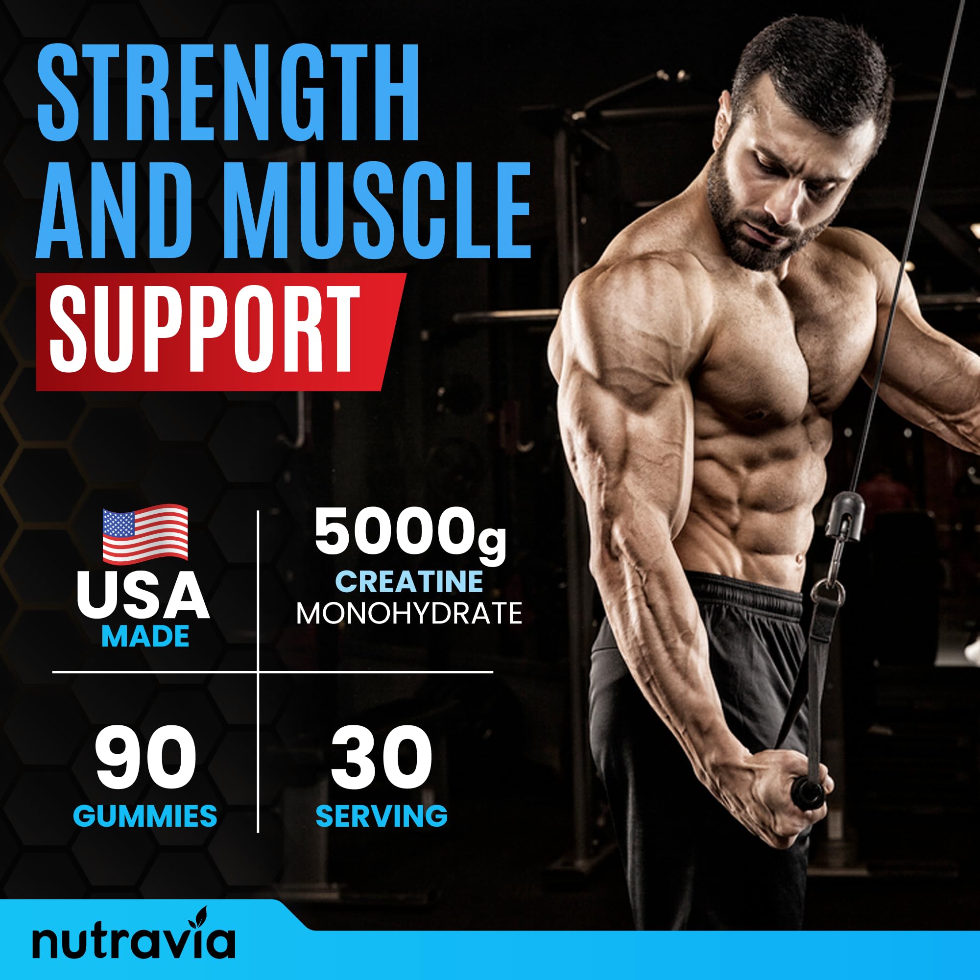 Nutravia Creatine Gummies vegan, plant-based composition.