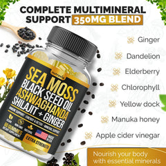 Nutravia Sea Moss Gummies elderberry and vitamin C hint immune support