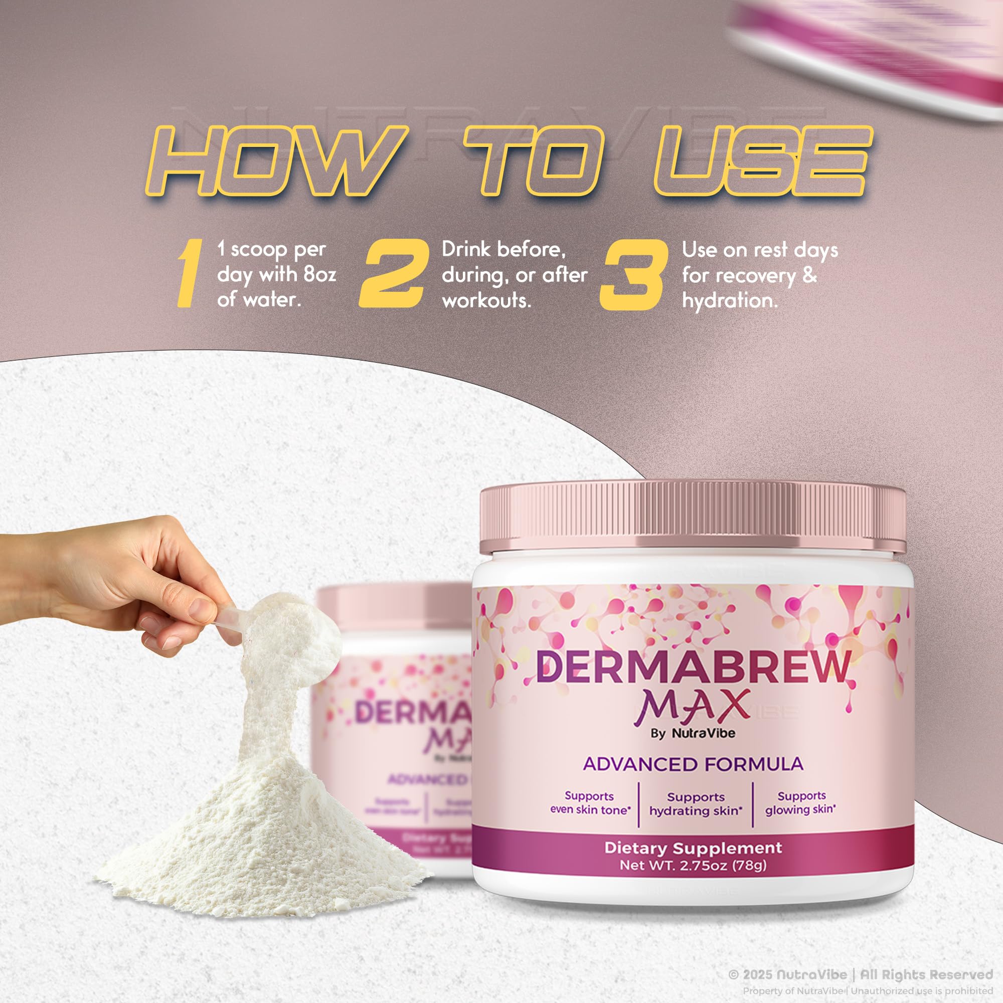 NutraVibe DermaBrew Max 2-pack on shelf emphasizing value.