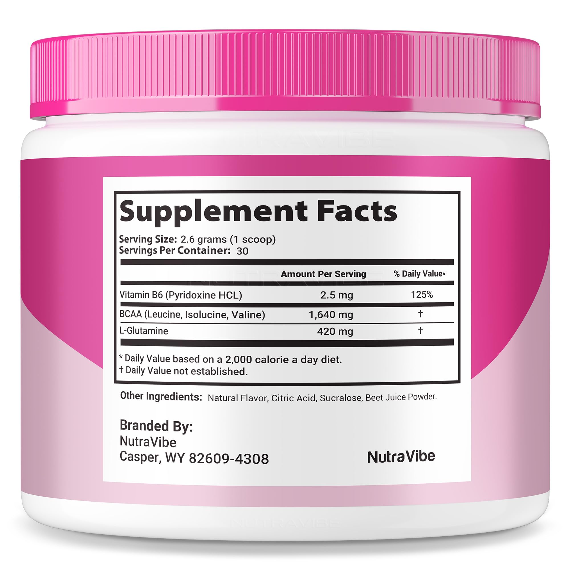 NutraVibe Gelatin Burn Powder bottle displays natural ingredients