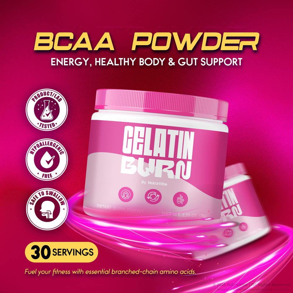 NutraVibe Gelatin Burn Powder tub shows secure packaging