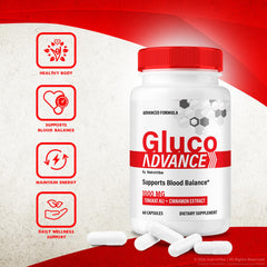 Front view of NutraVibe Gluco Advance packaging and branding.