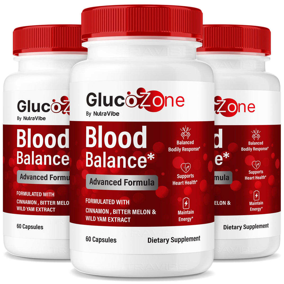 NutraVibe GlucoZone bottle front for daily balance support.