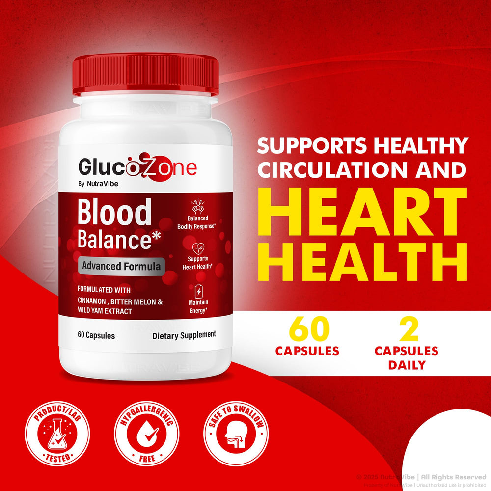 NutraVibe GlucoZone plant-based formula with natural ingredients for mindful wellness.