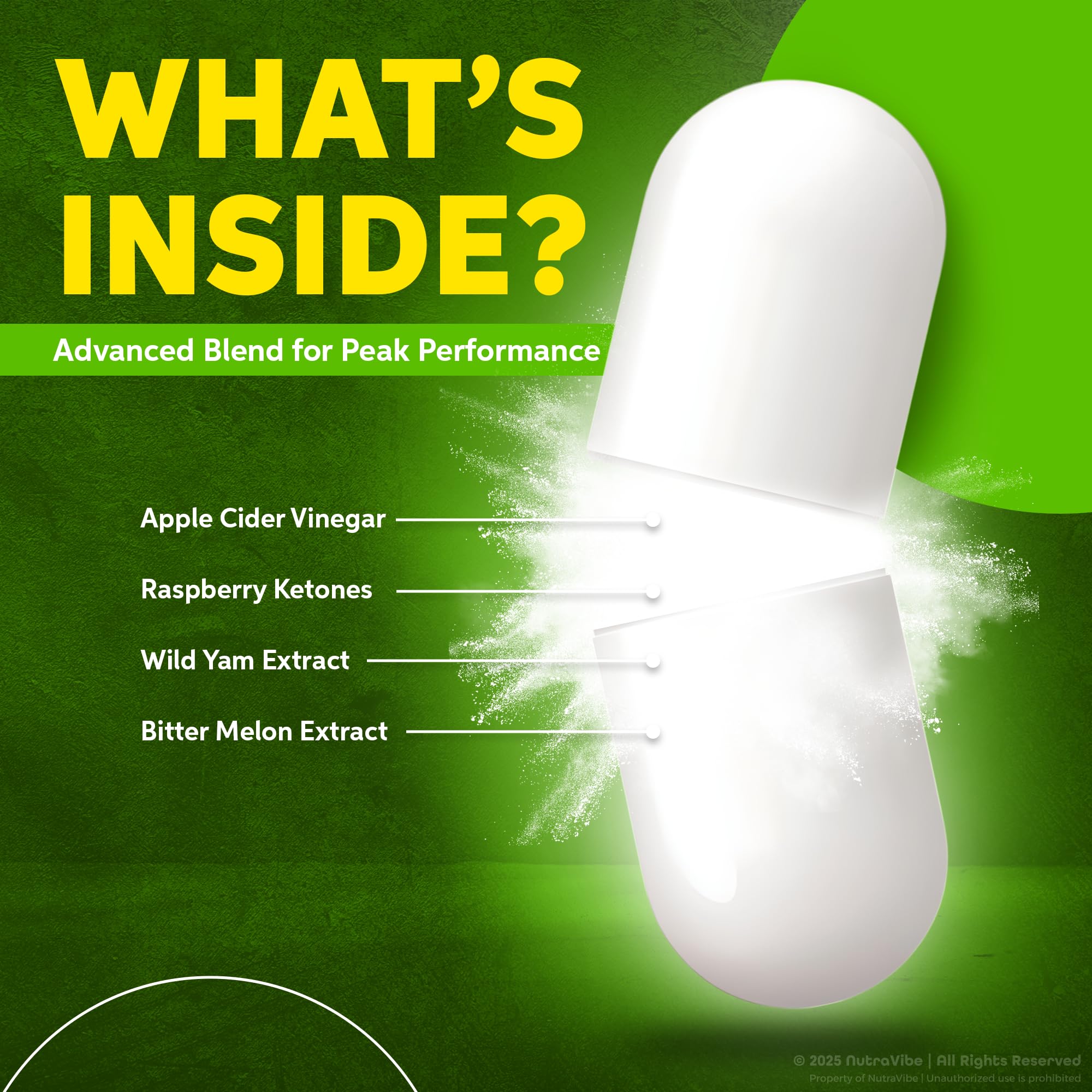NutraVibe LeanVance ingredients board emphasizing natural blends