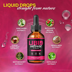 NutraVibe Libid Intense Drops in-use shot suggests effortless daily dosing.