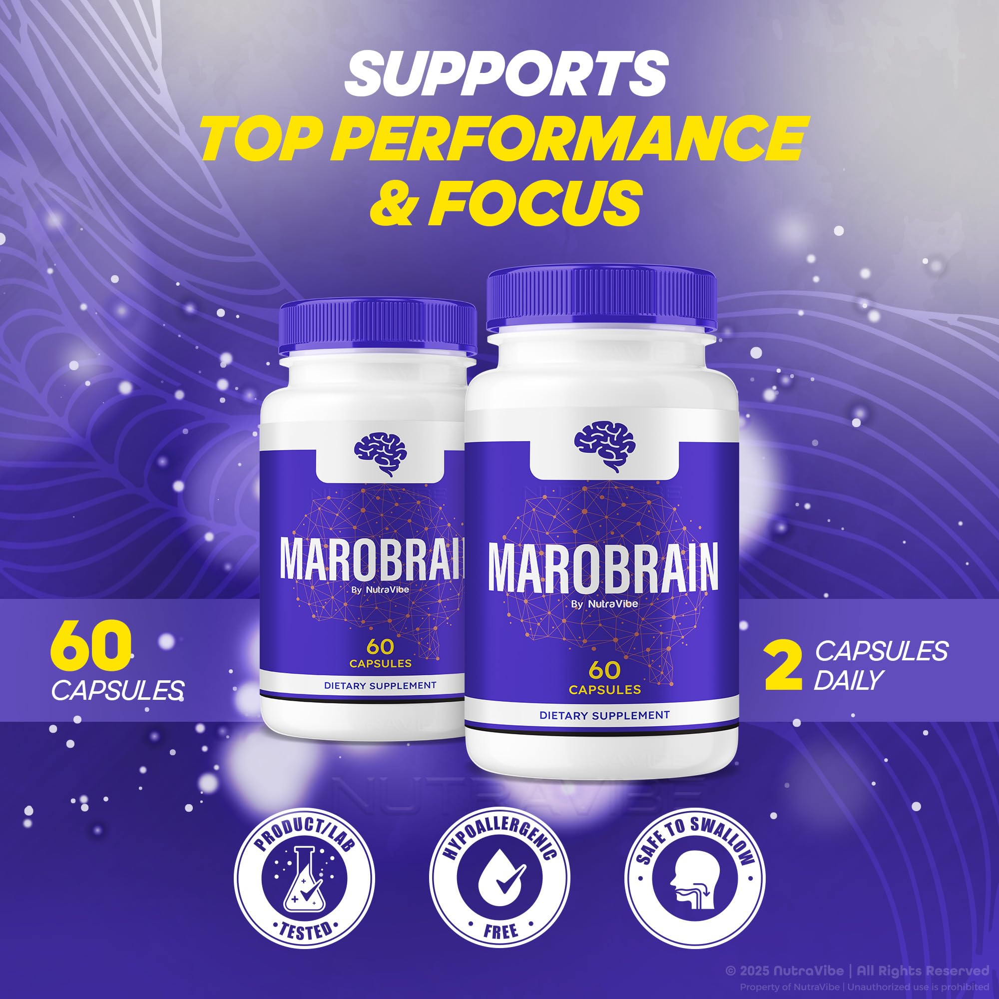 Marobrain packaging box highlighting natural ingredients