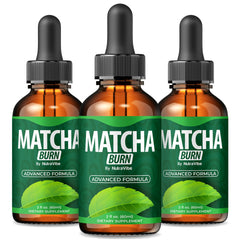 NutraVibe Matcha Burn Drops bottle displaying natural ingredients for daily energy.