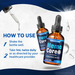 NutraVibe Memo Core Drops side view showcasing packaging and label design.