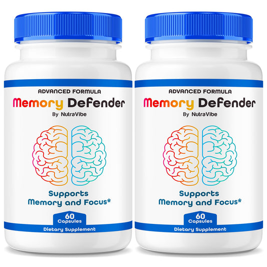 NutraVibe Memory Defender bottle front view highlighting daily focus support