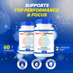 NutraVibe Memory Defender bottle on desk promoting sustained energy and clarity.