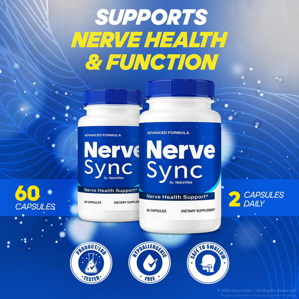 NutraVibe Nerve Sync label detail showing ingredients for transparent formulation.