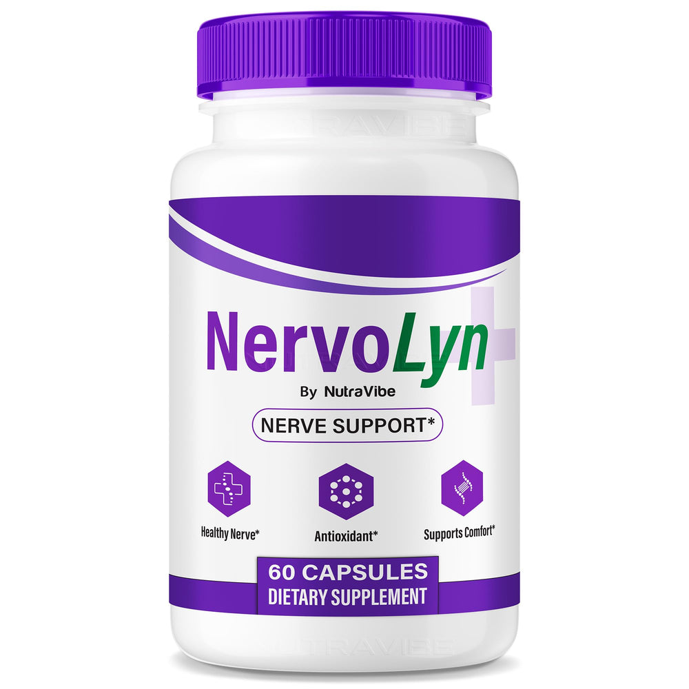 NutraVibe NervoLyn bottle with capsules for daily nerve support