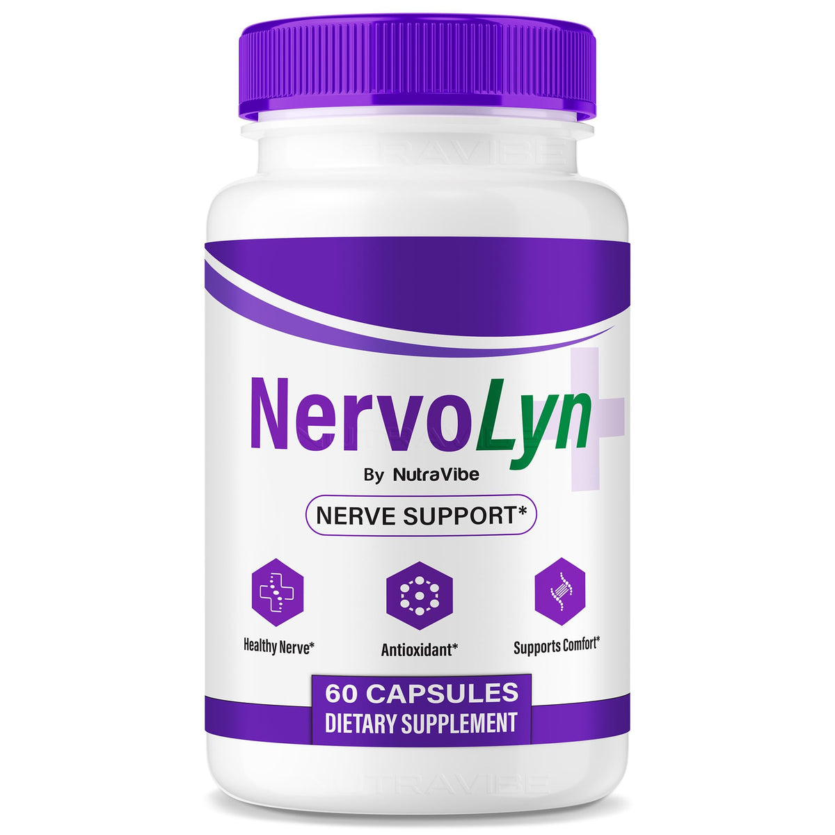 NutraVibe NervoLyn bottle with capsules for daily nerve support